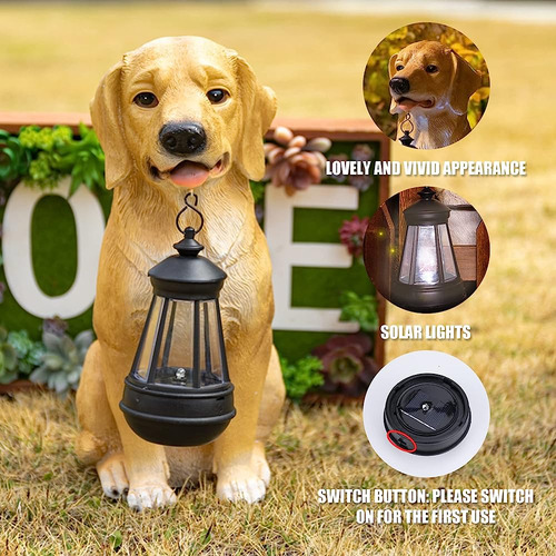Estatuas De Perros De Jardín Decoración Al Aire Libre, Luces