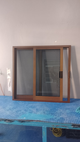 Ventana Grande Para Casa Color Madera Nogal 99x95 De Alumini Madera Nogal