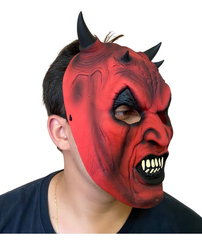 Fantasia Máscara Diabo Elástico De Látex