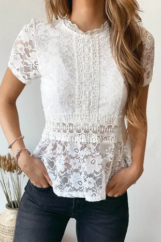 Blusa blanca online a crochet