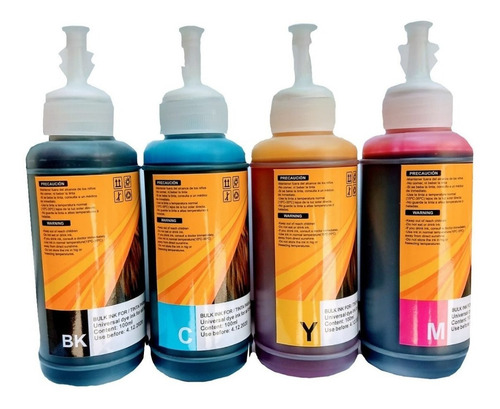 Imagen 6 de 10 de Pack 4 Pzs Tinta Universal Para Todas Las Impresoras