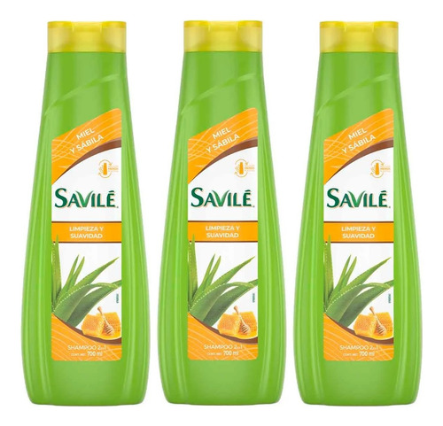 3 Shampoo Savilé 2en1 Miel Limpieza Y Suavidad 700ml
