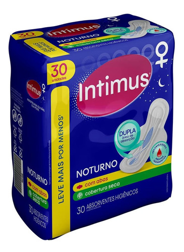 Absorvente Noturno Cobertura Seca 30 Und Intimus