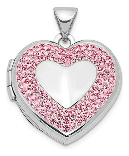 Colgante De Plata De Ley 925 Con Forma De Corazón Y Cristal 