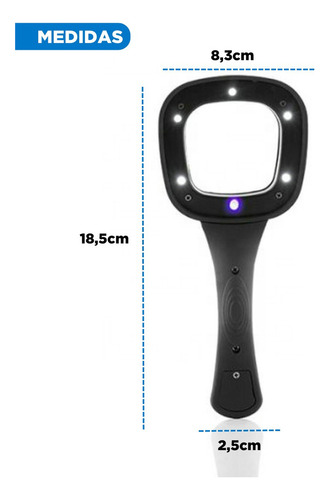 Lupa De Mão Com Luz Led 20 Lumens 3x Ergonômica - Unyhome