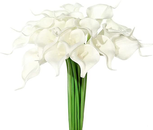 Justoyou 20 Lirios Artificiales De Flores Blancas, R