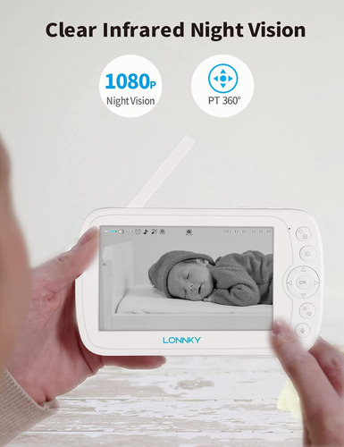 Lonnky Monitor Para Bebés Con Cámara Y Audio, Pantalla A Col