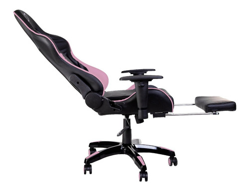 Imagen 4 de 5 de Silla de escritorio Nibio Destroyer gamer ergonómica negra y rosa con tapizado de cuero sintético