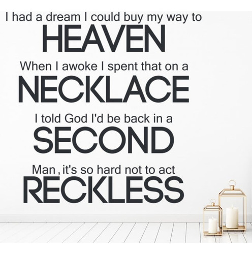 Kanye West Reckless Song Lyrics Vinilo Decorativo Ws-40929