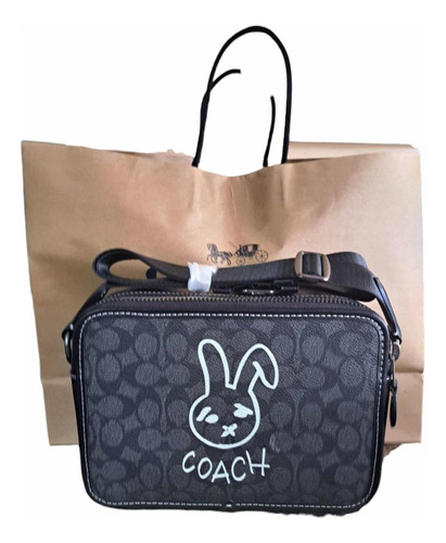 Bandolera Coach Mk Ax Original Black Bunny De Hombre - Darg