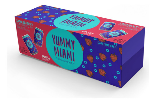 Yummy Miami Soda Fresa 355ml Kosher 12 Pack