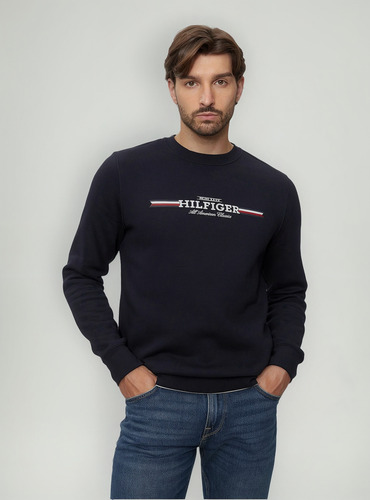 Polerón Stripe Logo Azul Tommy Hilfiger