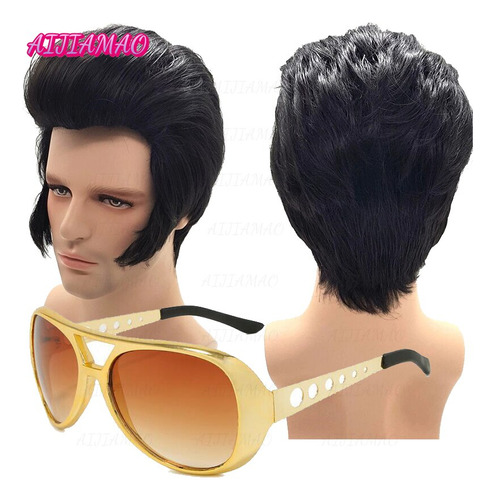 Peluca Para Hombre De Elvis Aron Presley De Cantantes De Roc