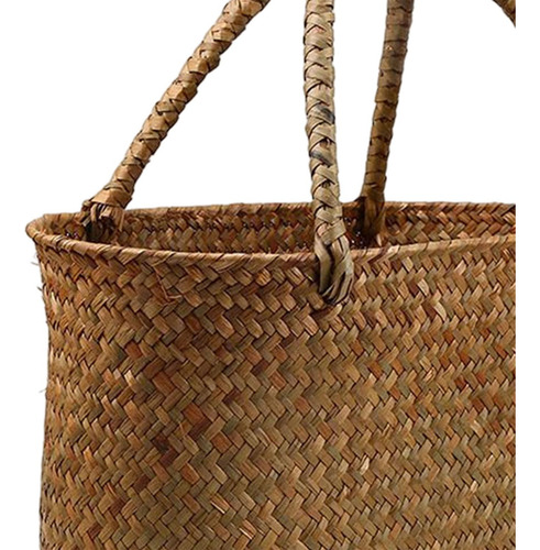 Cesta De De Vime Tecida À Mão Segurando Flores 34x14x21cm