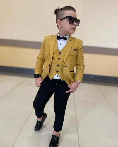 Traje Slim Fit Para Niños Trabajos Artesanales A Su Gusto