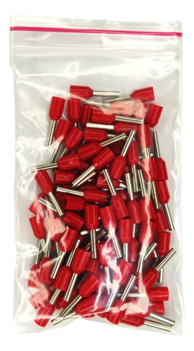 100pcs Terminal Pin Tubular Cable Calibre 18awg E1008 Rojo