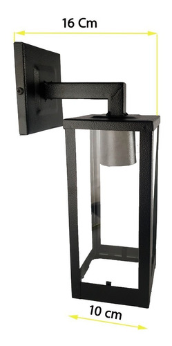 Imagen 5 de 10 de Farol Aplique Lampará Exterior Pared Hierro 4 Caras Vidrio
