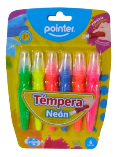 Tempera Neon Pinceles Recargables Pointer  X6 Unidades