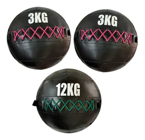 Set Pelotas Sin Pique 3kg X2 + 12kg Medicine Ball Crossfit