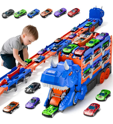Caminhão Dinossauro Mibro para Brinquedos, Engole Carros Pequenos Hot Wheels
