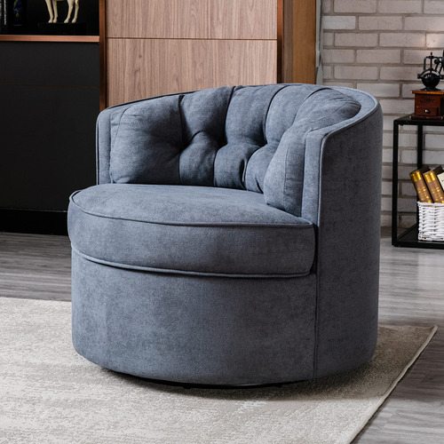 Erye Moderno Sillon Giratorio 360° Tela Lino Boton Estilo