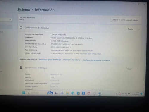 Lenovo Notebook V14-ill, Intel Core I3, 12gb Ram, 237gb Ssd (Usado)