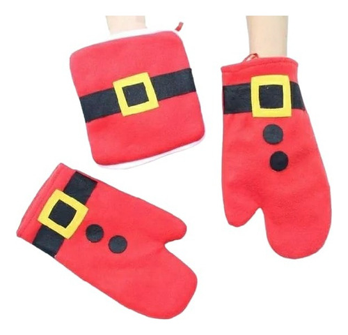 Juego De Guantes Cocina Para Caliente Navidad Santa Claus