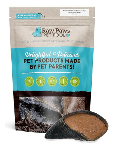 Raw Paws Pet Aros Vaca Rellenos Mantequilla Maní Para Perros