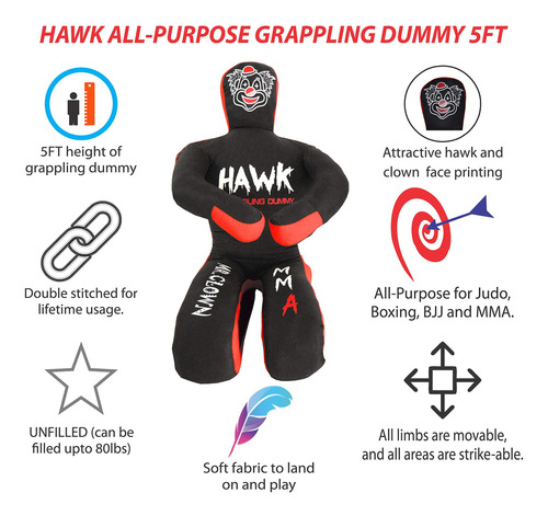 Hawk Sports Maniquí De Payaso Para Maestría En Deportes D. Color Negro