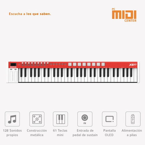 Imagen 3 de 9 de Teclado Controlador Midiplus X6 Pro Mini 61 Teclas Cuotas