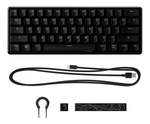 Imagen 6 de 6 de Teclado gamer HyperX Alloy Origins 60 QWERTY HyperX Lineal Aqua inglés US color negro con luz RGB
