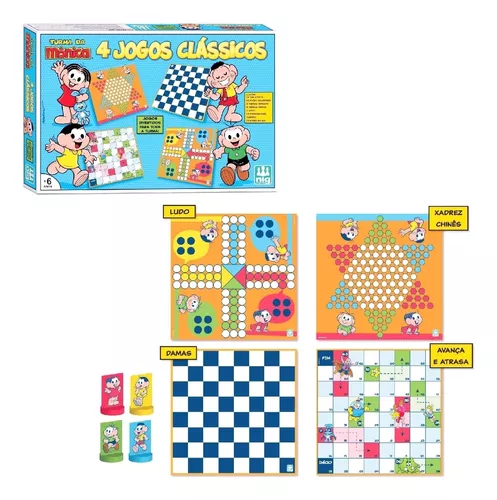 Kit com Jogos Clássico 5x1 Dominó Ludo Loto Damas Trilha Xalingo