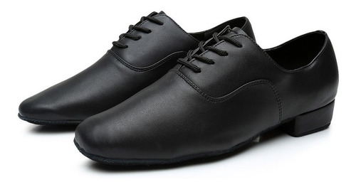 Imagen 2 de 6 de Zapatos De Baile De Cuero Negro Con Estilo Para Hombre Con P