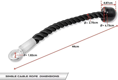 Imagen 2 de 7 de Soga Agarre Triceps Simple Con Tope Polea Maquina En3x