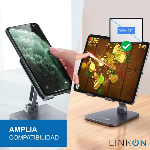 Imagen 4 de 10 de Soporte Base Porta Celular Para iPad Tablet Escritorio Alumi