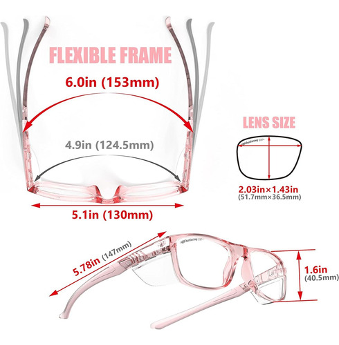 Gafas De Seguridad Hts Tr90nzz Pequeñas Con Protectores