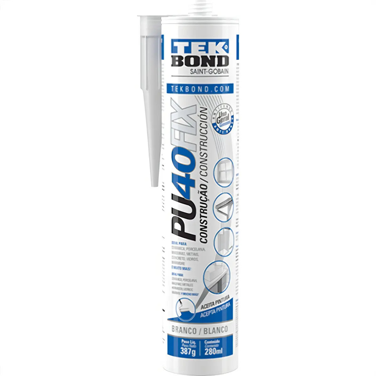 Selante PU 40 Fix Tekbond 387g Branco Calha Telhado Construção Civil