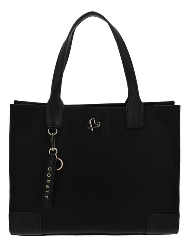 Bolso Gorétt Tipo Satchel Textil Básico Gorétt Estela P25 Negro Lisa Oro Negro