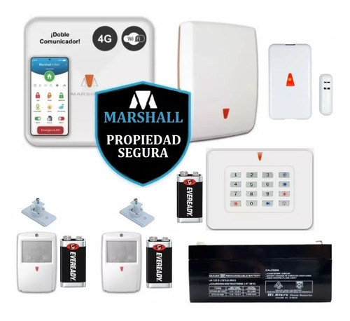 Kit Alarma Inalambrica Marshall 4g + Wifi Y Teclado Rf 