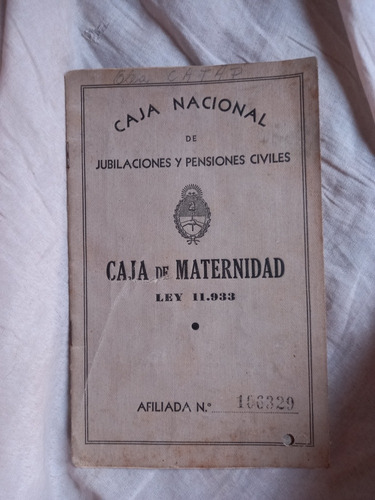 Antigua Libreta Caja De Maternidad 1937