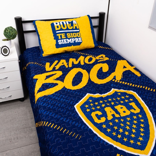 Cubrecama Boca Juniors Oficial Futbol 1 1/2 Plaza + Fundon