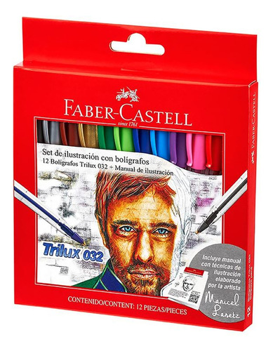 Set de Ilustracion Boligrafos Trilux Faber-castell X12 Colores