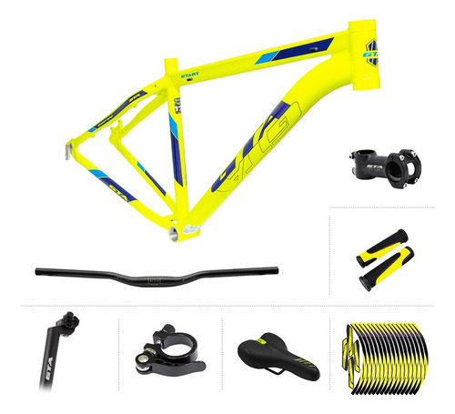 Quadro Aro 29 Gta Alumínio Cabeamento Interno N19 Kit Peças Cor Amarelo Tamanho Del Quadro 19