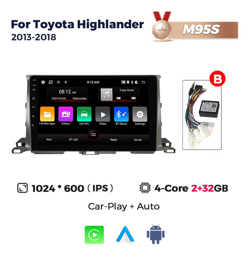 Estéreo Carplay 2+32g For Toyota Highlander 2013-2018 Ahd