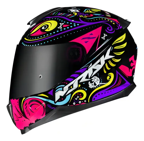 Capacete Masculino Feminino Norisk Razor Circus Fechado Cor Preto Rosa Brilho Tamanho Do Capacete