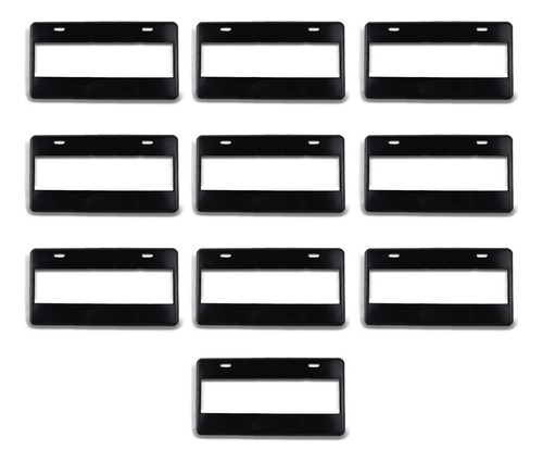 Porta Placas Negro Liso Personalizable Plástico 10 Par
