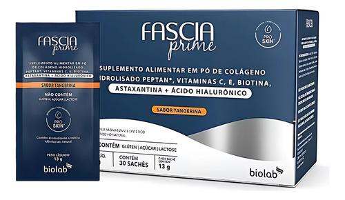 Fascia Prime Colágeno Em Pó Sabor Tangerina Biolab - 30 Sach Tangerina