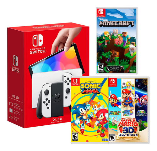 Nintendo Switch Oled Blanco + Mario 3d All Star + 2 Juegos