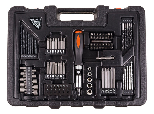 Kit Taladro Atornillador Black Decker 12v + 100 Accesorios Naranja
