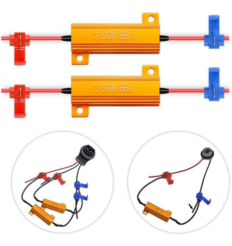 Imagen 2 de 5 de Resistencias De Carga Led 50w 8ohm 1 Par Fix Led Interm...